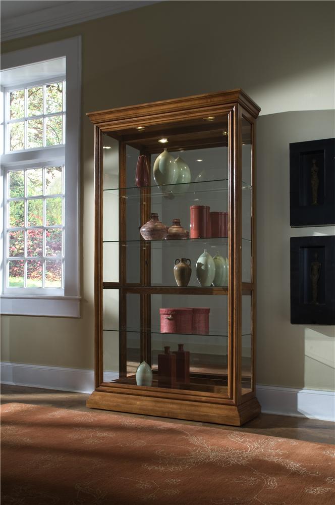 pulaski estate oak two way sliding door curio